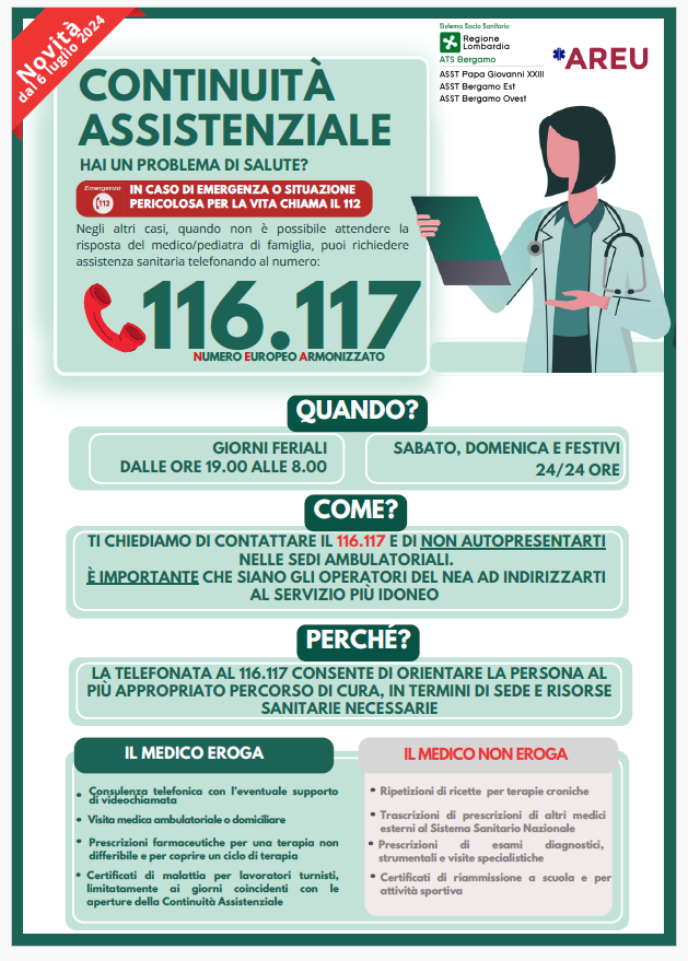 Continuità assistenziale: avvio della Centrale UNI.CA Bergamo